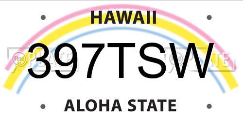 397TSW Hawaii License Plate