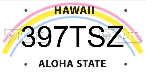 397TSZ Hawaii License Plate