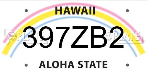 397ZB2 Hawaii License Plate