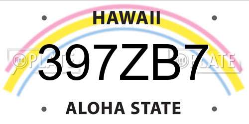 397ZB7 Hawaii License Plate
