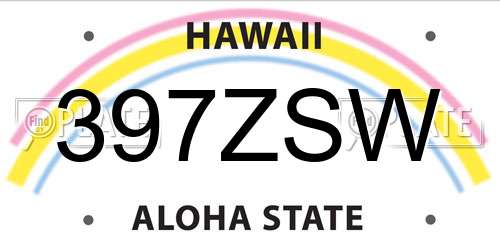 397ZSW Hawaii License Plate