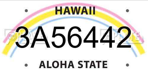 3A56442 Hawaii License Plate