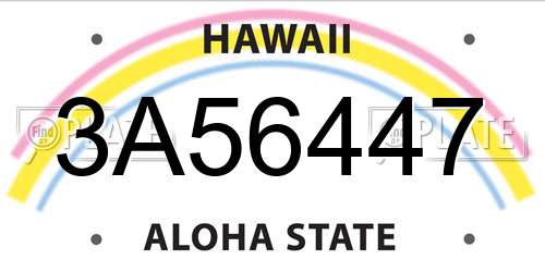 3A56447 Hawaii License Plate