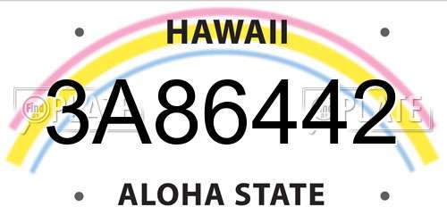 3A86442 Hawaii License Plate