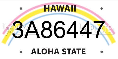 3A86447 Hawaii License Plate