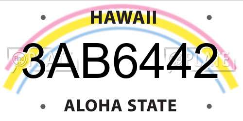 3AB6442 Hawaii License Plate