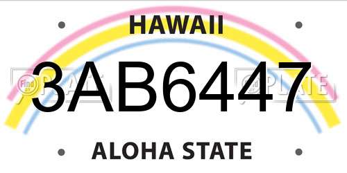 3AB6447 Hawaii License Plate