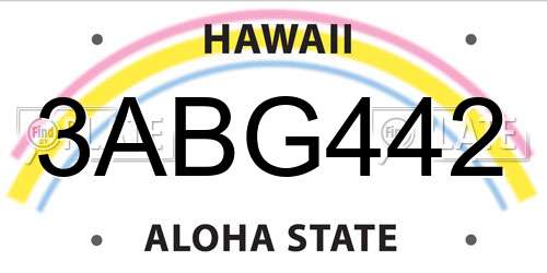 3ABG442 Hawaii License Plate