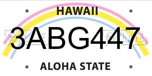 3ABG447 Hawaii License Plate