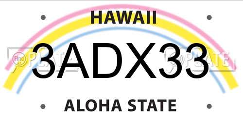 3ADX33 Hawaii License Plate