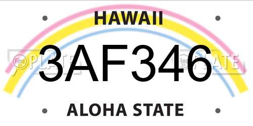 3AF346 Hawaii License Plate