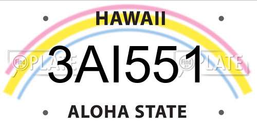 3AI551 Hawaii License Plate