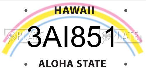 3AI851 Hawaii License Plate