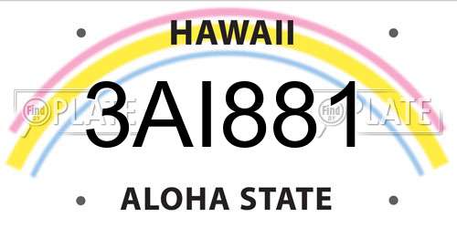 3AI881 Hawaii License Plate