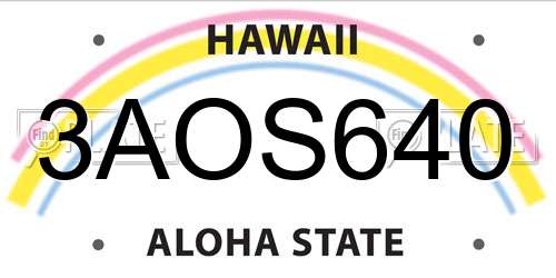 3AOS640 Hawaii License Plate