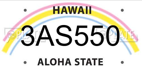 3AS550 Hawaii License Plate