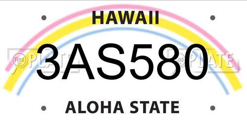 3AS580 Hawaii License Plate