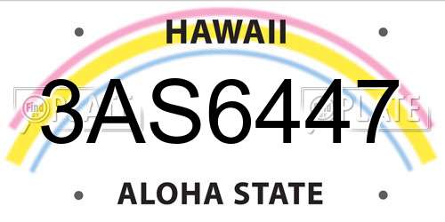 3AS6447 Hawaii License Plate