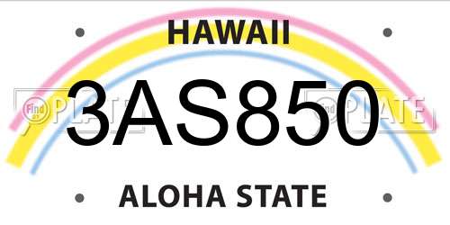 3AS850 Hawaii License Plate