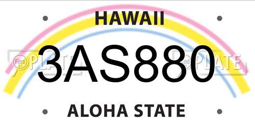 3AS880 Hawaii License Plate