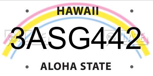 3ASG442 Hawaii License Plate