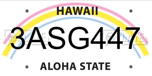 3ASG447 Hawaii License Plate