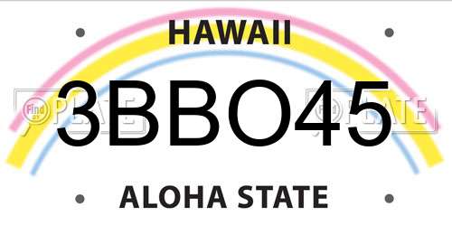 3BBO45 Hawaii License Plate