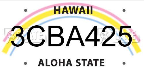 3CBA425 Hawaii License Plate