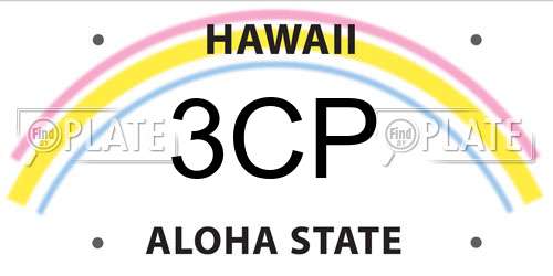 3CP Hawaii License Plate