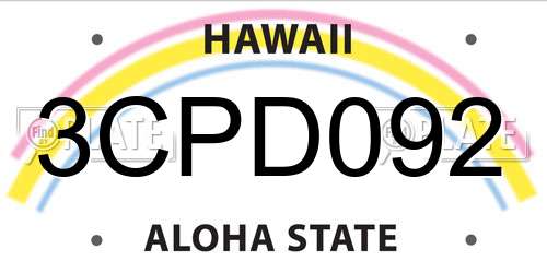 3CPD092 Hawaii License Plate