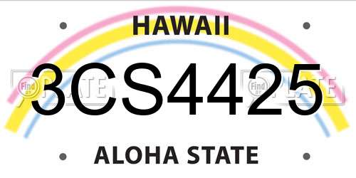 3CS4425 Hawaii License Plate