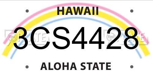 3CS4428 Hawaii License Plate