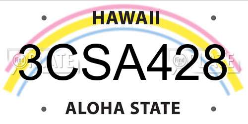 3CSA428 Hawaii License Plate