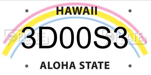 3D00S3 Hawaii License Plate