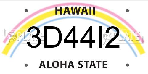 3D44I2 Hawaii License Plate