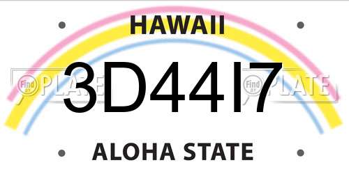 3D44I7 Hawaii License Plate