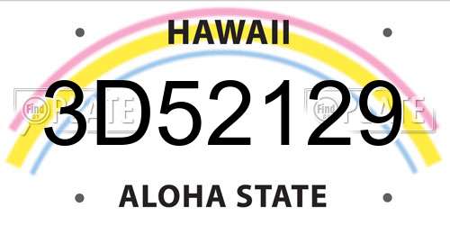 3D52129 Hawaii License Plate