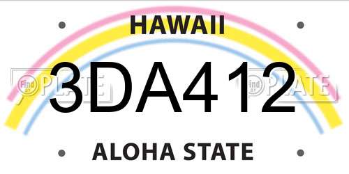 3DA412 Hawaii License Plate