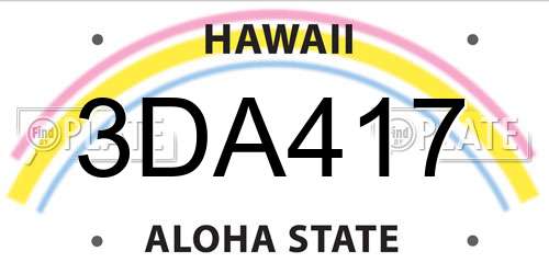 3DA417 Hawaii License Plate