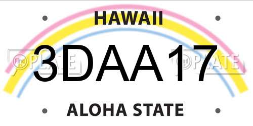 3DAA17 Hawaii License Plate