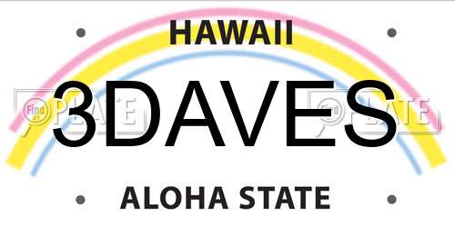 3DAVES Hawaii License Plate