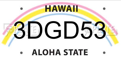 3DGD53 Hawaii License Plate