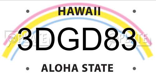 3DGD83 Hawaii License Plate