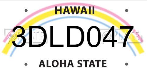 3DLD047 Hawaii License Plate