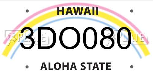 3DO080 Hawaii License Plate