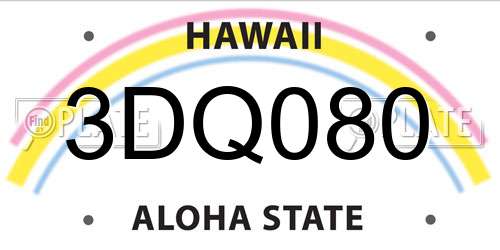3DQ080 Hawaii License Plate