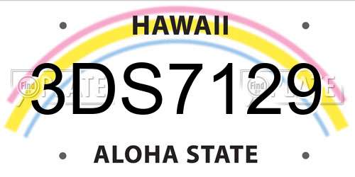 3DS7129 Hawaii License Plate