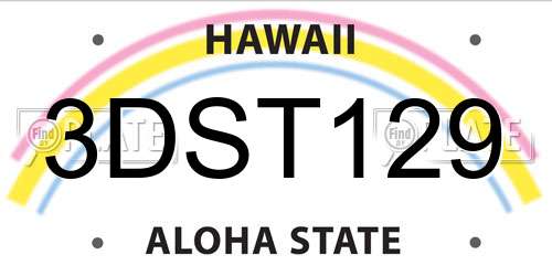 3DST129 Hawaii License Plate