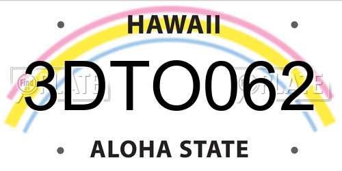 3DTO062 Hawaii License Plate