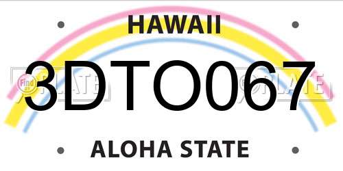 3DTO067 Hawaii License Plate